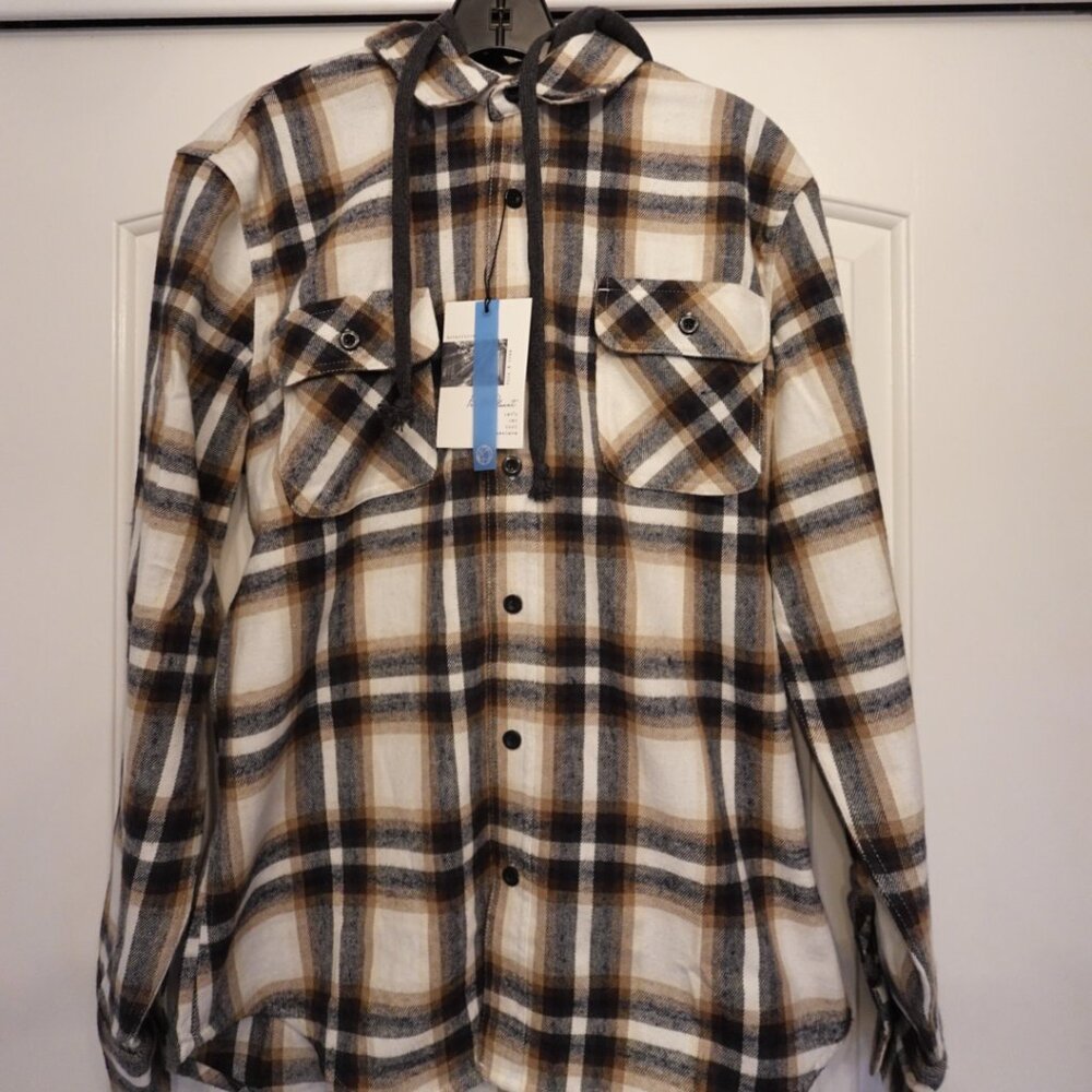Free Planet Hooded Flannel WITH TAGS Frosty Cream (M)